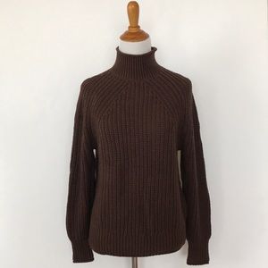 New J. Crew Chunky Cotton Knit Mock Neck Sweater